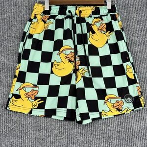 Neff Duck Checkerboard Swim Trunks Mens Medium Graphic Shorts Surf